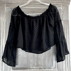 Swiss Dot Semi Midriff Shirt